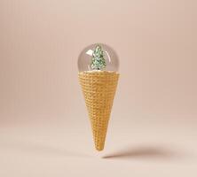 ice cream cone with Christmas ball photo