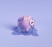 piggy bank inside an ice cube photo