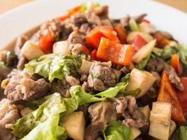 Fried beef with oyster sauce. photo