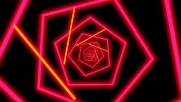 loop glöd neon flöde tunnel hexagon bakgrund video