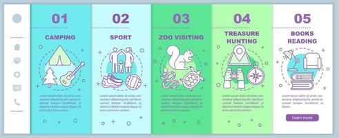 Family time together onboarding mobile web pages vector template. Zoo visiting. Responsive smartphone website interface idea with linear illustrations. Webpage walkthrough step screens. Color concept