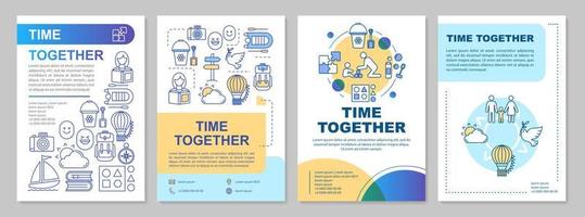 Time together brochure template layout. Kids games. Walk in park. Flyer, booklet, leaflet print design with linear illustrations. Vector page layouts for magazines, annual reports, advertising posters