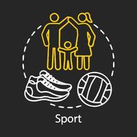 icono de concepto de tiza de deporte. idea de tiempo en familia juntos. visita al parque local. espacio de gimnasio comunitario. jugar fútbol, baloncesto, softbol. vector ilustración de pizarra aislada