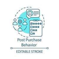 Post purchase behaviour turquoise concept icon. Feedback, customer comment, review idea thin line illustration. Rating vector isolated outline drawing. Satisfied consumer. Editable stroke