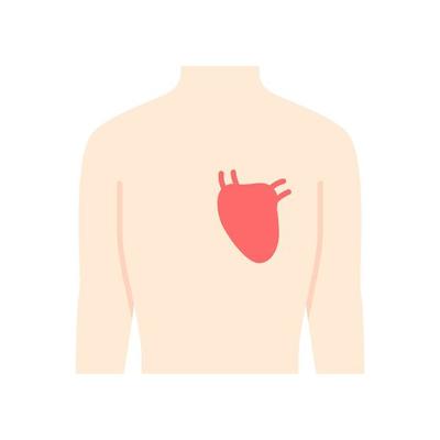 Healthy heart flat design long shadow color icon. Organ in good health. Functioning cardiovascular system. Internal body part in good shape. Wholesome physical health. Vector silhouette illustration