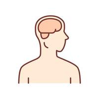 Healthy brain color icon. Human organ in good health. People wellness. Functioning nervous system. Internal body part in good shape. Wholesome mental health. Isolated vector illustration