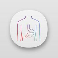 icono de la aplicación de estómago sano. órgano humano en buen estado de salud. funcionamiento del sistema digestivo. tracto gastrointestinal saludable. interfaz de usuario ui ux. aplicaciones web o móviles. ilustraciones vectoriales aisladas vector