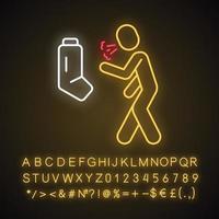 Allergic asthma, anaphylaxis neon light icon vector