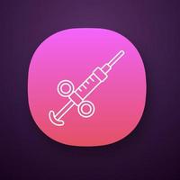 Adrenaline syringe app icon. Video game treatment. Medical aid, injection. Game inventory. Drugs, insulin, immunization. UI UX user interface. Web or mobile application. Vector isolated illustration