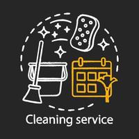 Cleaning service chalk concept icon. Home service idea. Apartment cleanup. Housekeeping. House maintenance. Vector isolated chalkboard illustration