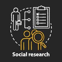 Social research chalk concept icon. Sociology idea. Sociological quantitative analysis. Social poll, survey. Candidate sourcing. Vector isolated chalkboard illustration