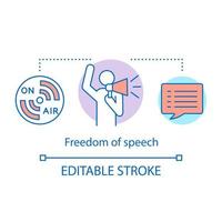 Freedom of speech concept icon. idea thin line illustration. Expressing opinions, thoughts freely. Public speech. Democracy principle.. Vector isolated outline drawing. Editable stroke