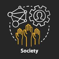 Society chalk concept icon. Community, social integration and relations idea. Social responsibility, solidarity and tolerance. Vector isolated chalkboard illustration