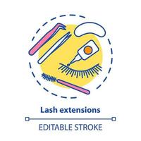 Lash extension concept icon. False eyelashes, permanent makeup idea thin line illustration. Cosmetology salon, beauty parlor procedure. Vector isolated outline drawing. Editable stroke