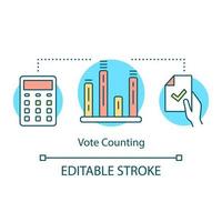 Vote counting concept icon. idea thin line illustration. Calculating election day results, extracting data from nation wide poll. Ballots counting. Vector isolated outline drawing. Editable stroke