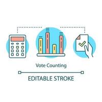 icono de concepto de recuento de votos. idea ilustración de línea fina. calcular los resultados del día de las elecciones, extraer datos de encuestas a nivel nacional. escrutinio de papeletas. dibujo de contorno aislado vectorial. trazo editable vector