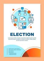 Election brochure template layout. Holding parliamentary voting. Flyer, booklet, leaflet print design with linear illustrations. Vector page layouts for magazines, annual reports, advertising posters