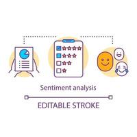 Sentiment analysis concept icon. Client satisfaction survey idea thin line illustration. Customer reviews, feedback. Service rating. Content analysis. Vector isolated outline drawing. Editable stroke