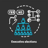 Executive elections chalk concept icon. Executive branch, authority hierarchy idea. Choosing new federal government. Voting for political candidates. Vector isolated chalkboard illustration