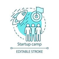 Startup camp concept icon. Investors, shareholders help idea thin line illustration. Company, business employee bootcamp. Fresh corporation assistance. Vector isolated outline drawing. Editable stroke