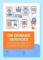 General services marketplace brochure template layout. On demand economy flyer, booklet print design with linear illustrations. Vector page layout for magazine, annual report, advertising poster