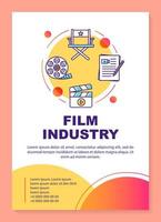 Diseño de plantilla de póster de la industria cinematográfica. cinematografía, producción de video. banner, folleto, diseño de impresión de folletos con iconos lineales. diseños de páginas de folletos vectoriales para revistas, folletos publicitarios vector