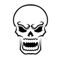 Angry skull. Outline silhouette. Design element. Vector illustration isolated on white background. Template for books, stickers, posters, cards, clothes.