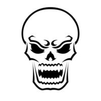 Angry skull. Outline silhouette. Design element. Vector illustration isolated on white background. Template for books, stickers, posters, cards, clothes.