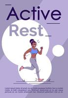 Active rest brochure template. Physical training. Running. Flyer, booklet, leaflet concept with flat illustrations. Vector page cartoon layout for magazine. Motivational poster with text space