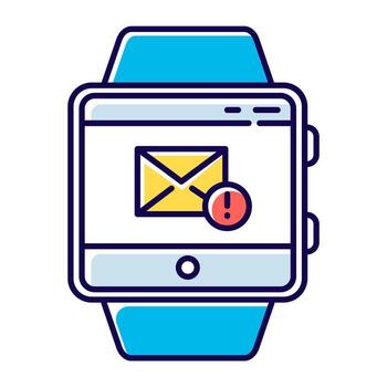 Messaging smartwatch function color icon. Sending and receiving mail. New message notification. Fitness wristband capability. Communication and connection. Isolated vector illustration