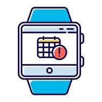 Scheduling events smartwatch function color icon. Fitness wristband capability. Modern device feature. Calendar and timetable. Planning and time management. Isolated vector illustration