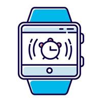 icono de color de función de reloj inteligente de reloj despertador. Despierta del sueño nocturno y de las siestas cortas con sonido y vibración. capacidad de pulsera de fitness. dispositivo moderno. ilustración vectorial aislada vector