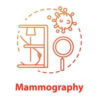 Mammography red gradient concept icon. Breast examining idea thin line illustration. Women healthcare. Medical checkup, diagnosis. Mastography, cancer. Vector isolated outline drawing