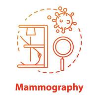 Mammography red gradient concept icon. Breast examining idea thin line illustration. Women healthcare. Medical checkup, diagnosis. Mastography, cancer. Vector isolated outline drawing