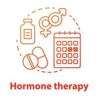Hormone therapy red gradient concept icon. Pills idea thin line illustration. Medicine, medical treatment, birth control. Menopause, cancer, transgender medication. Vector isolated outline drawing