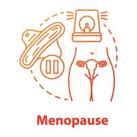 Menopause red gradient concept icon. Climacteric idea thin line illustration. Fertility, women health, gynecology. Reproductive system. Menstrual hygiene products. Vector isolated outline drawing