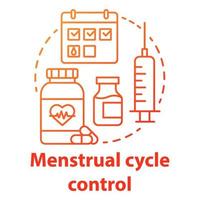 icono de concepto de gradiente rojo de control del ciclo menstrual. Ilustración de línea fina de idea de terapia hormonal. salud de la mujer. sistema reproductor femenino, fertilidad. dibujo de contorno aislado vectorial vector