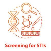 detección del icono del concepto rojo de stis. Infecciones de transmisión sexual idea ilustración de línea fina. revisión médica. examen de enfermedades venéreas. sexo sin protección. dibujo de contorno aislado vectorial vector