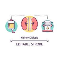 Kidney dialysis concept icon. Haemodialysis. Medical treatment. Artificial kidney machine. Filtering blood. Bioengineering idea thin line illustration. Vector isolated outline drawing. Editable stroke