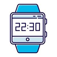 Current time smartwatch function color icon. Fitness wristband capability. Modern device. Clock, time measurement. Hours, minutes and seconds counting. Isolated vector illustration