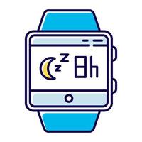 icono de color de la función de reloj inteligente de monitoreo del sueño. capacidad de pulsera de fitness y servicio de bienestar. movimiento durante el seguimiento del sueño, analizando los hábitos de sueño. ilustración vectorial aislada vector