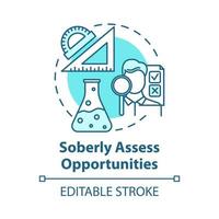 Soberly assess opportunities concept icon. Specialty selection. Scientific knowledge level. Choice of direction of study idea thin line illustration. Vector isolated outline drawing. Editable stroke