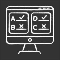 Online survey chalk icon. Multiple answer questionnaire. Social research. Consumer, customer satisfaction. Feedback. Evaluation. Data collection. Sociology. Isolated vector chalkboard illustration