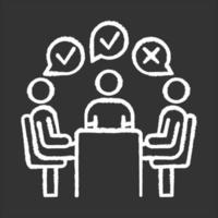 Group administered survey chalk icon. Public opinion polling. Social research. Feedback. Customer satisfaction. Voting. Sampling. Data collection. Isolated vector chalkboard illustration