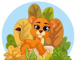 Hand drawn vector illustration of a cute lion