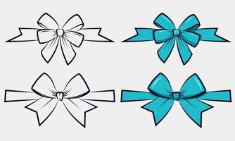 Flat vector illustration of hand drawn ribbon. Bow and ribbon in cartoon style. Perfect for design element of celebration, festival, and party decoration element.