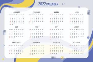 Modern Cool 2022 New Year Calendar vector