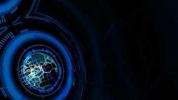 Quantum futuristic technology computer with digital hexagon photo