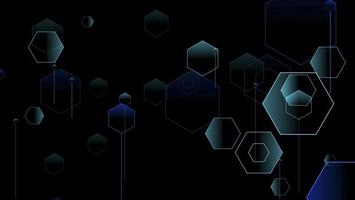 absract digital gradient dark blue hexagon polygon motion on black screen photo