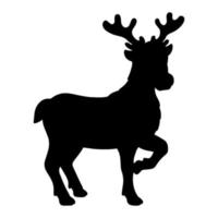 Animal deer. Black silhouette. Design element. Vector illustration isolated on white background. Template for books, stickers, posters, cards, clothes.